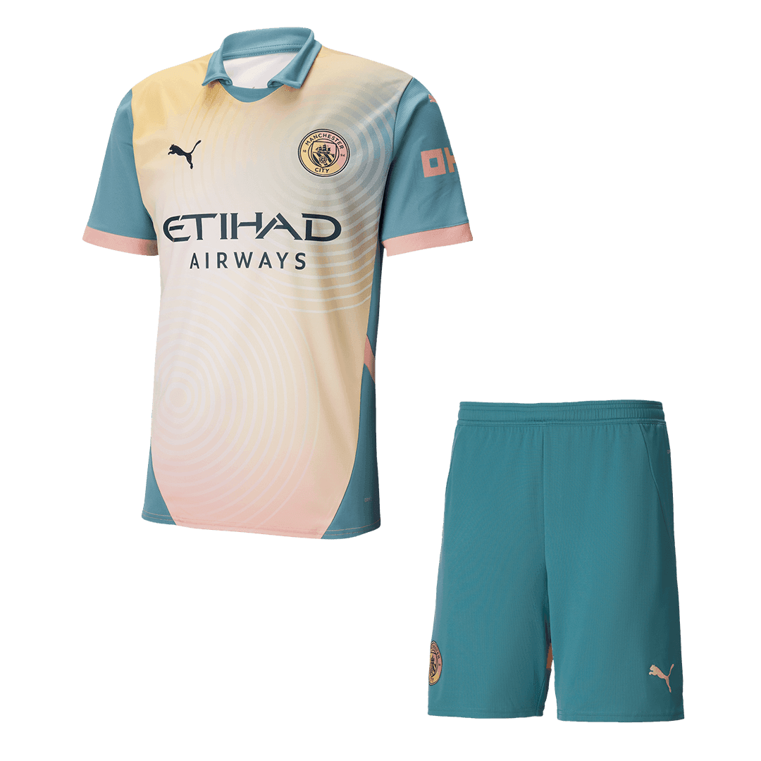 Męska Wysokiej jakości komplet koszulek piłkarskich Manchester City Fourth Away (koszulka + spodenki) 2024/25 - Zdecydowanie City - Topowe Koszulki Pilkarskie Sklep Internetowy