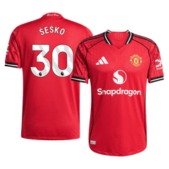 Męska Koszulka Domowa Manchester United ŠEŠKO #30 Wersja Piłkarska 2025/26 - Slim Fit