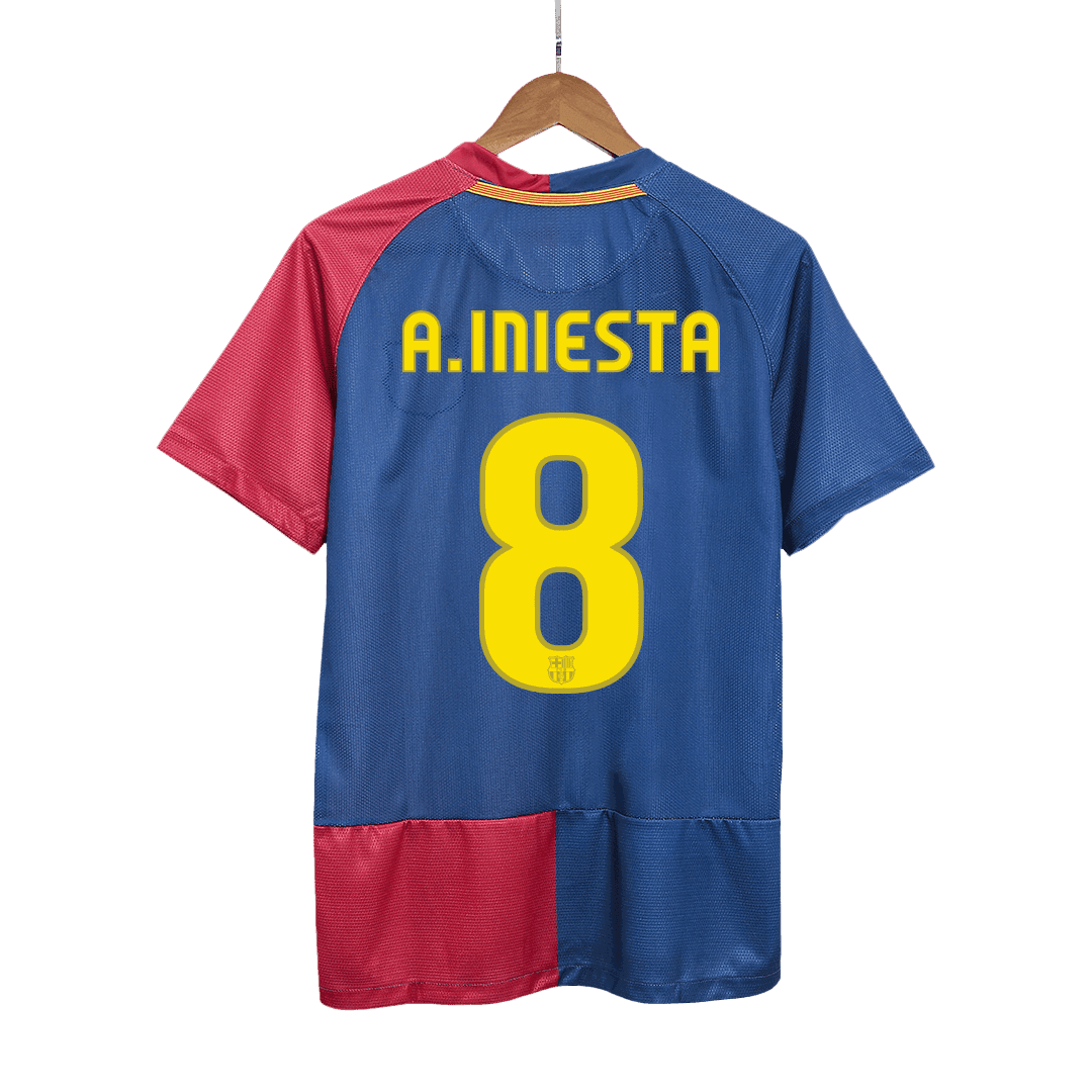 A.INIESTA #8 Męska retro koszulka piłkarska Barcelona domowa z sezonu 08/09 - UCL Final - Topowe Koszulki Pilkarskie Sklep Internetowy