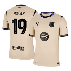 Męska Koszulka Wyjazdowa Barcelona ROONY #19 Wersja Piłkarska 2025/26 - UCL - Slim Fit