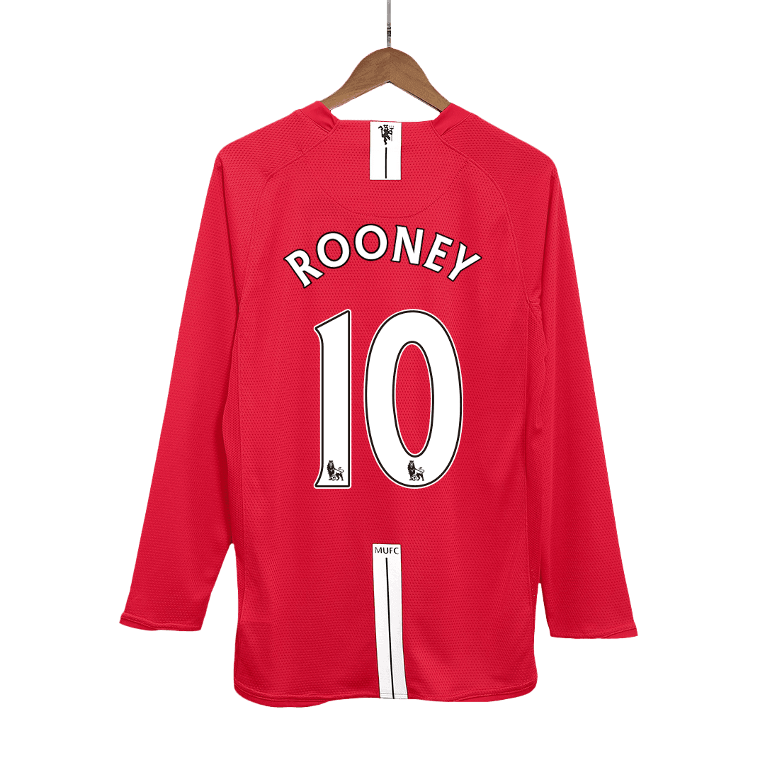Retro ROONEY #10 2007/08 Męska Koszulka Domowa MU z Długim Rękawem - Topowe Koszulki Pilkarskie Sklep Internetowy