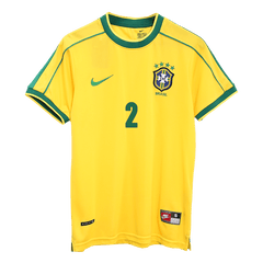 Męska Koszulka Retro Domowa Brazylia CAFU #2 1998 - World Cup - Topowe Koszulki Pilkarskie Sklep Internetowy