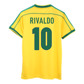 Męska Koszulka Retro Domowa Brazylia RIVALDO #10 1998 - World Cup - Topowe Koszulki Pilkarskie Sklep Internetowy