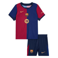 Dziecięcy Strój Domowy Barcelona 2024/25 (Koszulka + Spodenki) - Spotify Logo Without Text - Topowe Koszulki Pilkarskie Sklep Internetowy