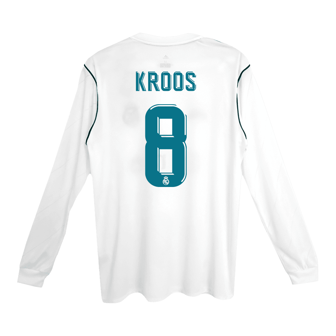 Męska Koszulka Retro Domowa Real Madryt KROOS #8 Długi Rękaw 2017/18 - Topowe Koszulki Pilkarskie Sklep Internetowy