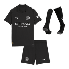 Dziecięcy Zestaw Wyjazdowa Manchester City (Koszulka + Spodenki + Skarpety) 2025/26