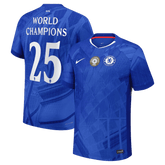 Męska Koszulka Domowa Chelsea WORLD CHAMPIONS #25 Wersja Piłkarska 2025/26 - with chest badge - Slim Fit - Topowe Koszulki Pilkarskie Sklep Internetowy