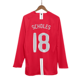 Retro SCHOLES #18 2007/08 Męska Koszulka Domowa MU z Długim Rękawem - UCL Final - Topowe Koszulki Pilkarskie Sklep Internetowy
