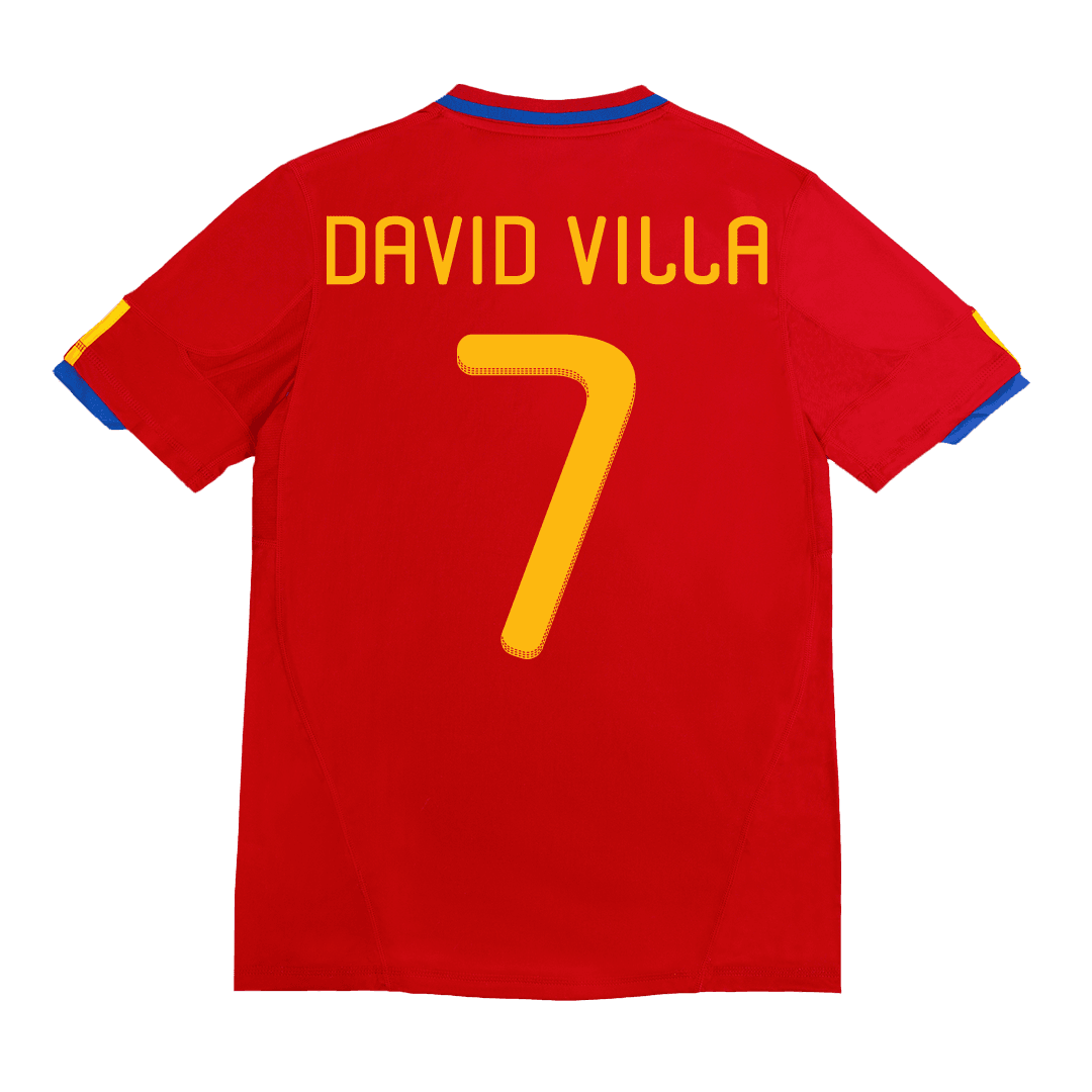 Męska Koszulka Retro Domowa Spain World Cup DAVID VILLA #7 2010 - Topowe Koszulki Pilkarskie Sklep Internetowy