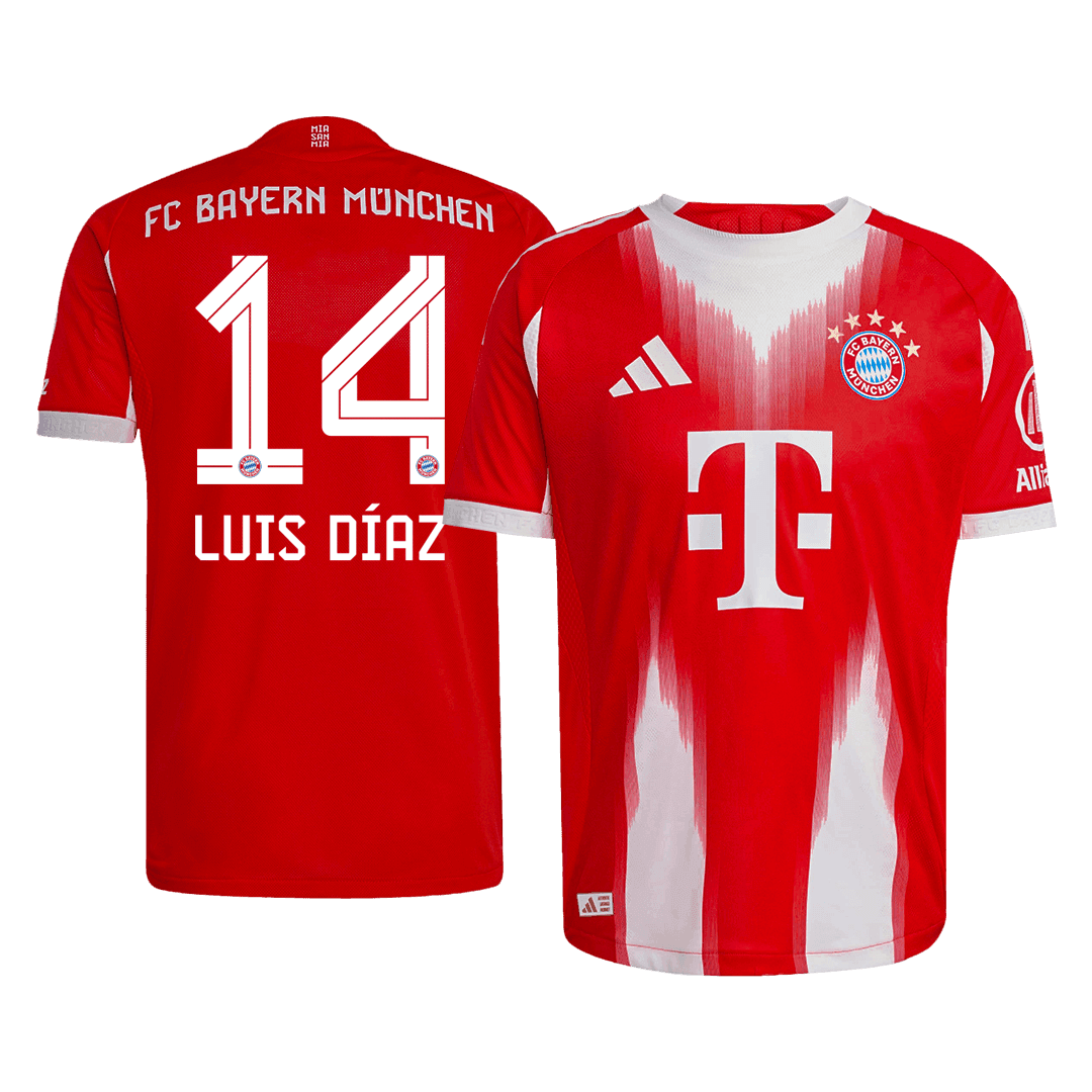 Męska Koszulka Domowa Bayern Monachium LUIS DÍAZ #14 Wersja Piłkarska 2025/26 - Slim Fit - Topowe Koszulki Pilkarskie Sklep Internetowy