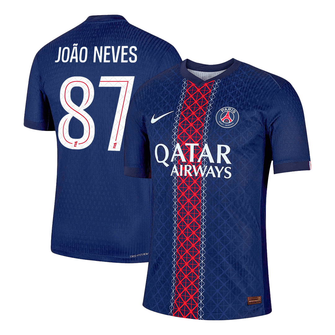 PSG João Neves #87 Herren-Heimtrikot 2025/26 Fußballversion - Slim Fit
