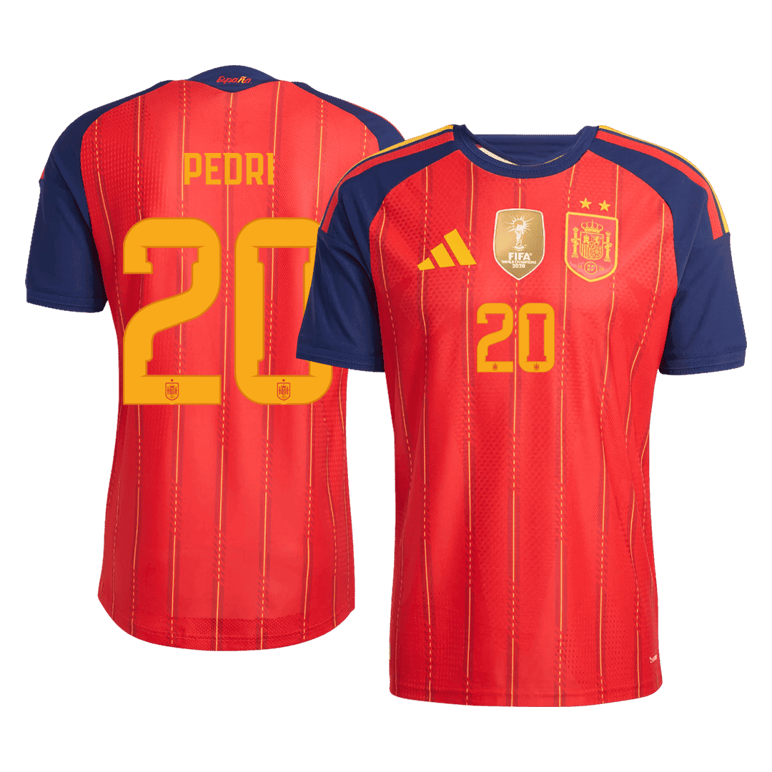 Męska koszulka Hiszpanii Champion Edition domowa PEDRI #20 wersja zawodnicza - Mundial 2026