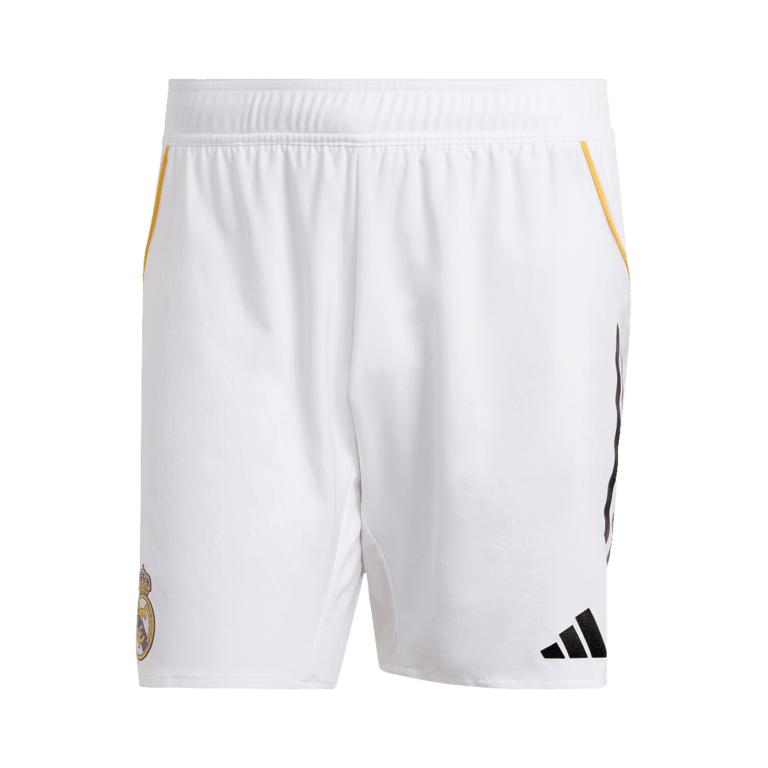 Męskie Spodenki Domowe Real Madryt Wersja Piłkarska 25/26 - Slim Fit - Topowe Koszulki Pilkarskie Sklep Internetowy