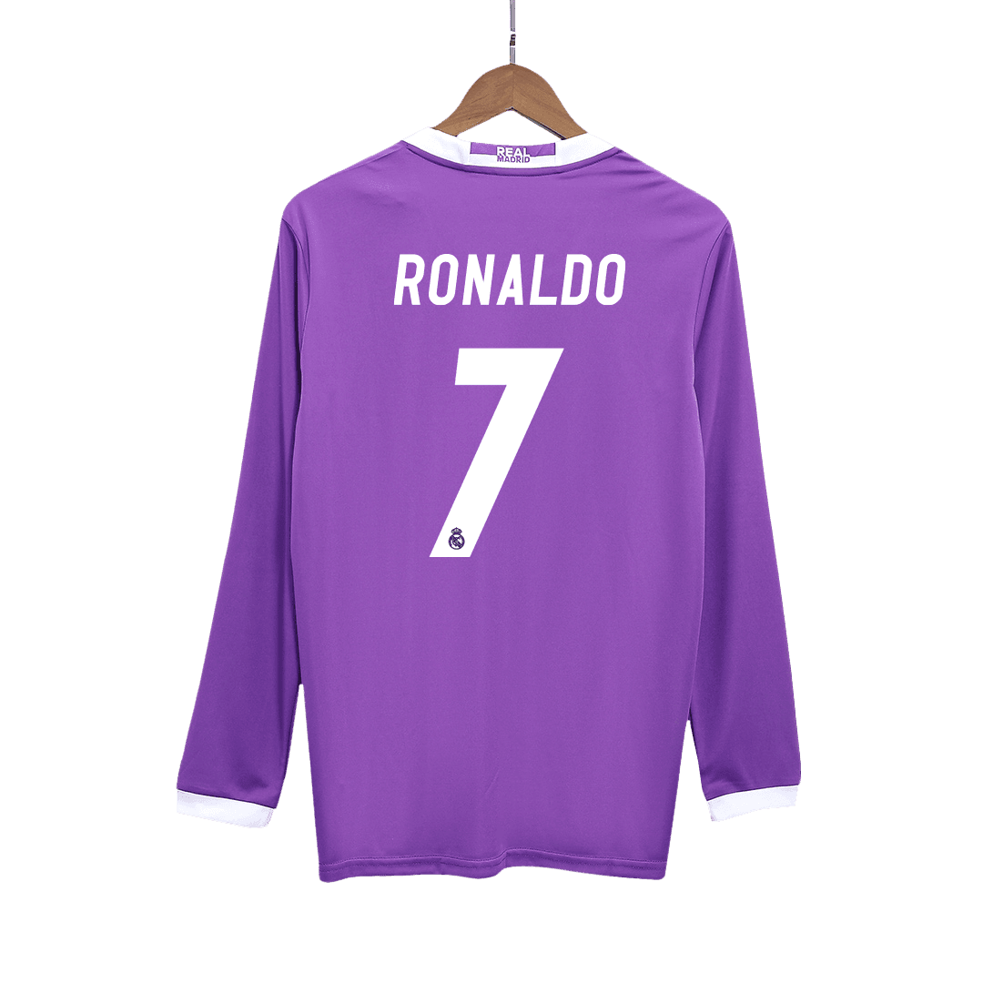 Męska Koszulka Retro Wyjazdowa Real Madrid RONALDO #7 2016/17 z Długim Rękawem - Topowe Koszulki Pilkarskie Sklep Internetowy