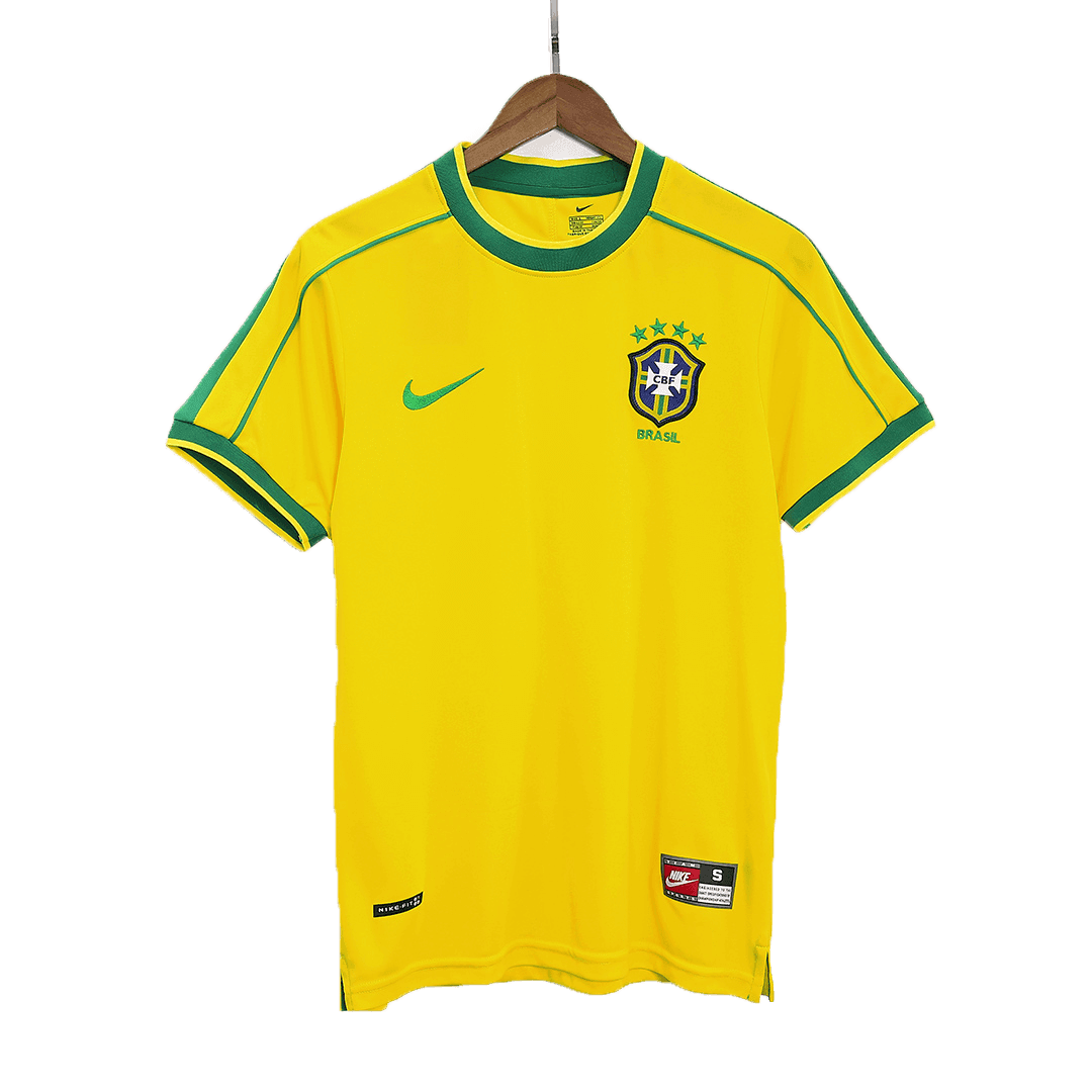 Męska Koszulka Retro Domowa Brazil 1998 - Topowe Koszulki Pilkarskie Sklep Internetowy