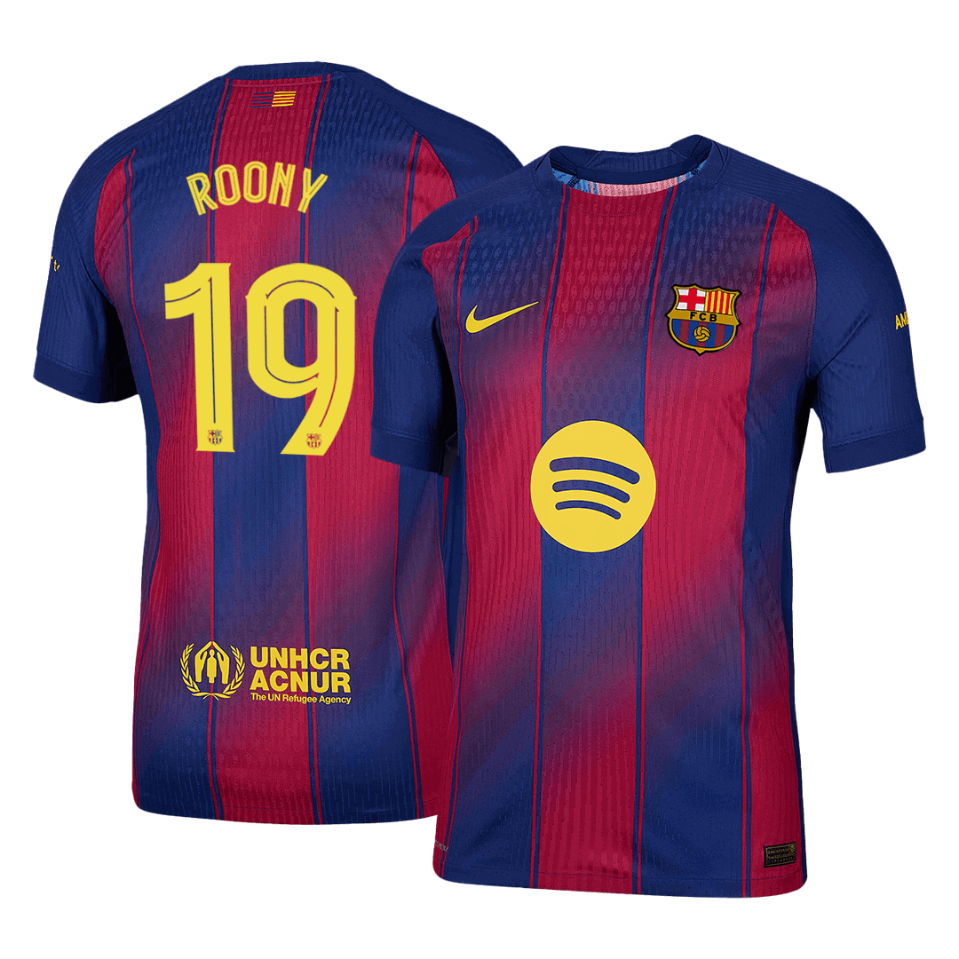 Męska Koszulka Domowa Barcelona ROONY #19 Wersja Piłkarska 2025/26 - UCL - Slim Fit