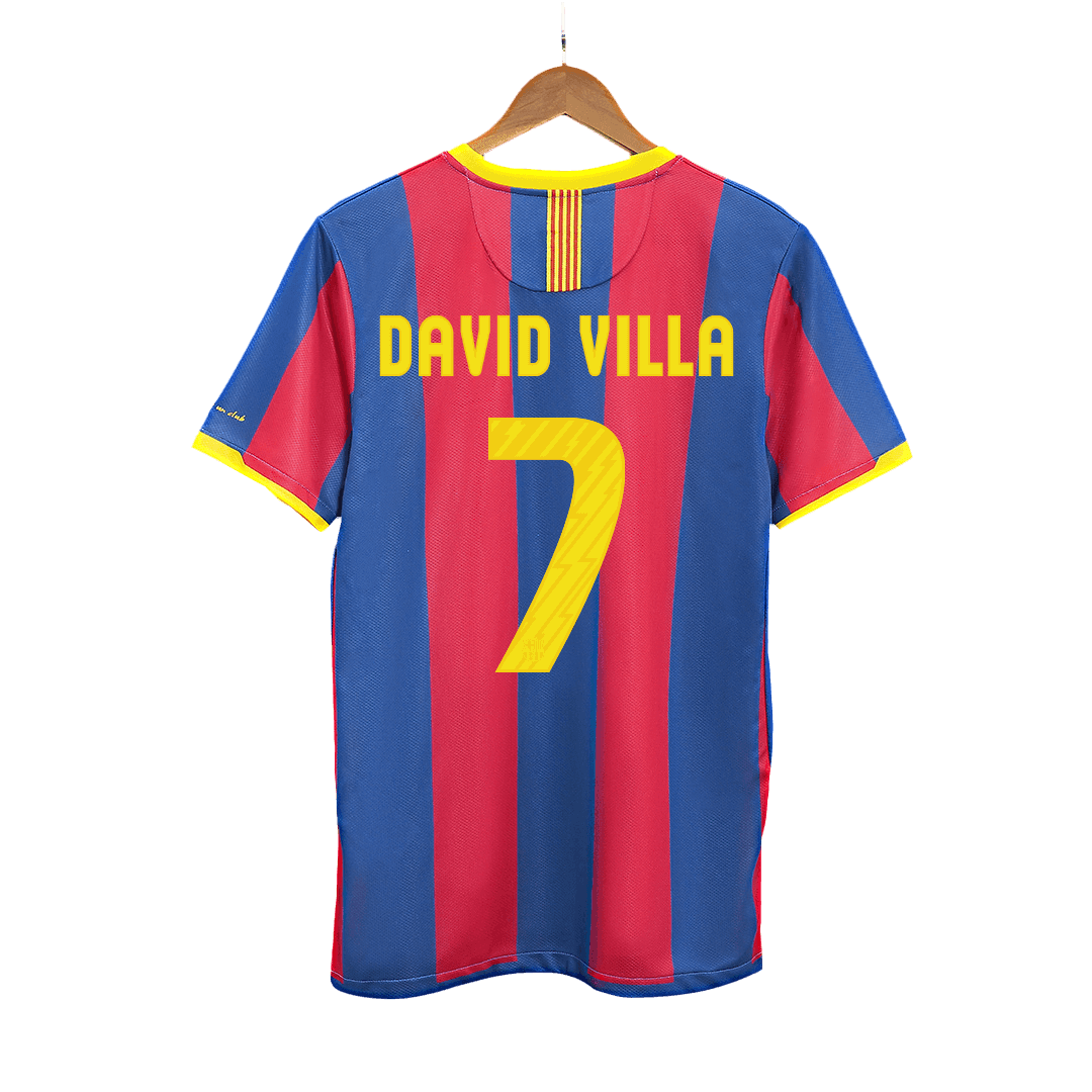 Męska Koszulka Retro Domowa Barcelona DAVID VILLA #7 2010/11 - Topowe Koszulki Pilkarskie Sklep Internetowy