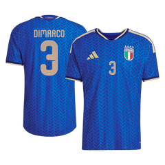 Męska Koszulka Domowa Italy DIMARCO #3 Wersja Piłkarska World Cup 2026 - Slim Fit