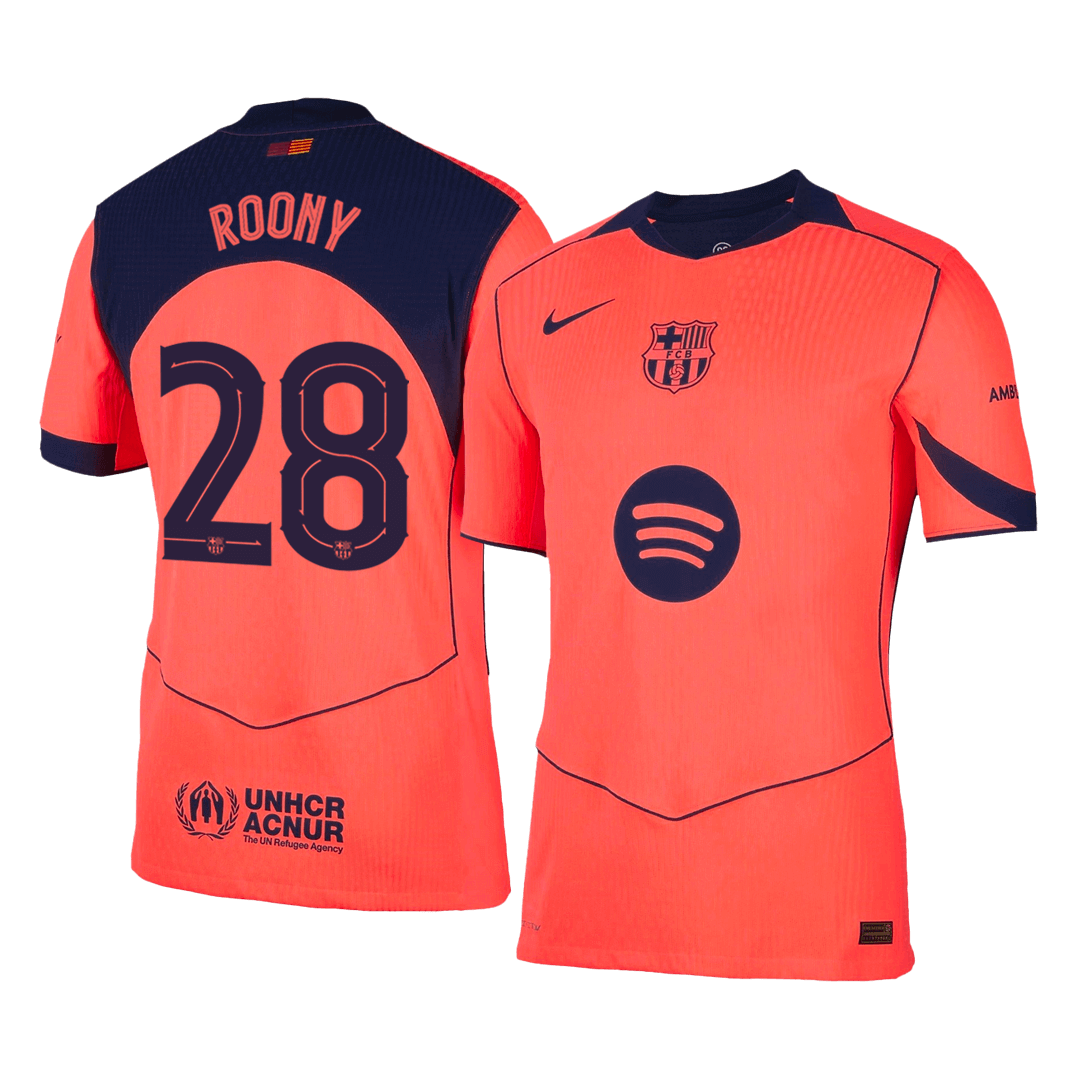 Męska Koszulka Trzecia Wyjazdowa Barcelona ROONY #28 Wersja Piłkarska 2025/26 - Slim Fit