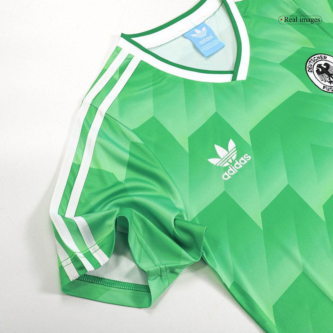Męska zielona koszulka piłkarska West Germany Retro Away z lat 1988-1990 - Topowe Koszulki Pilkarskie Sklep Internetowy