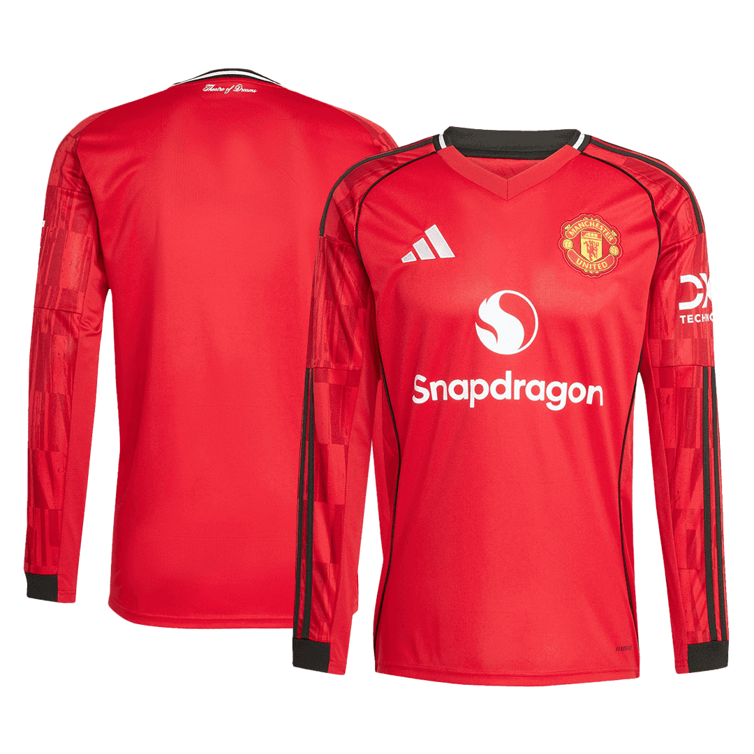 Męska Koszulka Domowa Manchester United Długi Rękaw 2025/26 - Topowe Koszulki Pilkarskie Sklep Internetowy