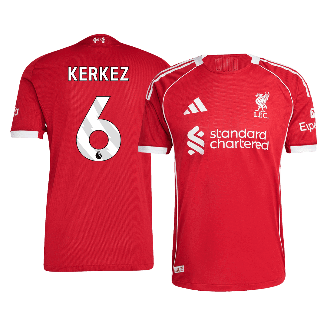 Męska Koszulka Domowa Liverpool KERKEZ #6 Wersja Piłkarska 2025/26 - Slim Fit - Topowe Koszulki Pilkarskie Sklep Internetowy