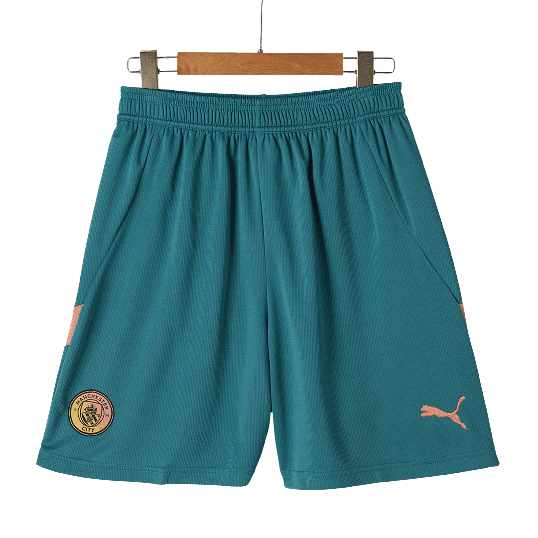 Męska Wysokiej jakości komplet koszulek piłkarskich Manchester City Fourth Away (koszulka + spodenki) 2024/25 - Zdecydowanie City - Topowe Koszulki Pilkarskie Sklep Internetowy