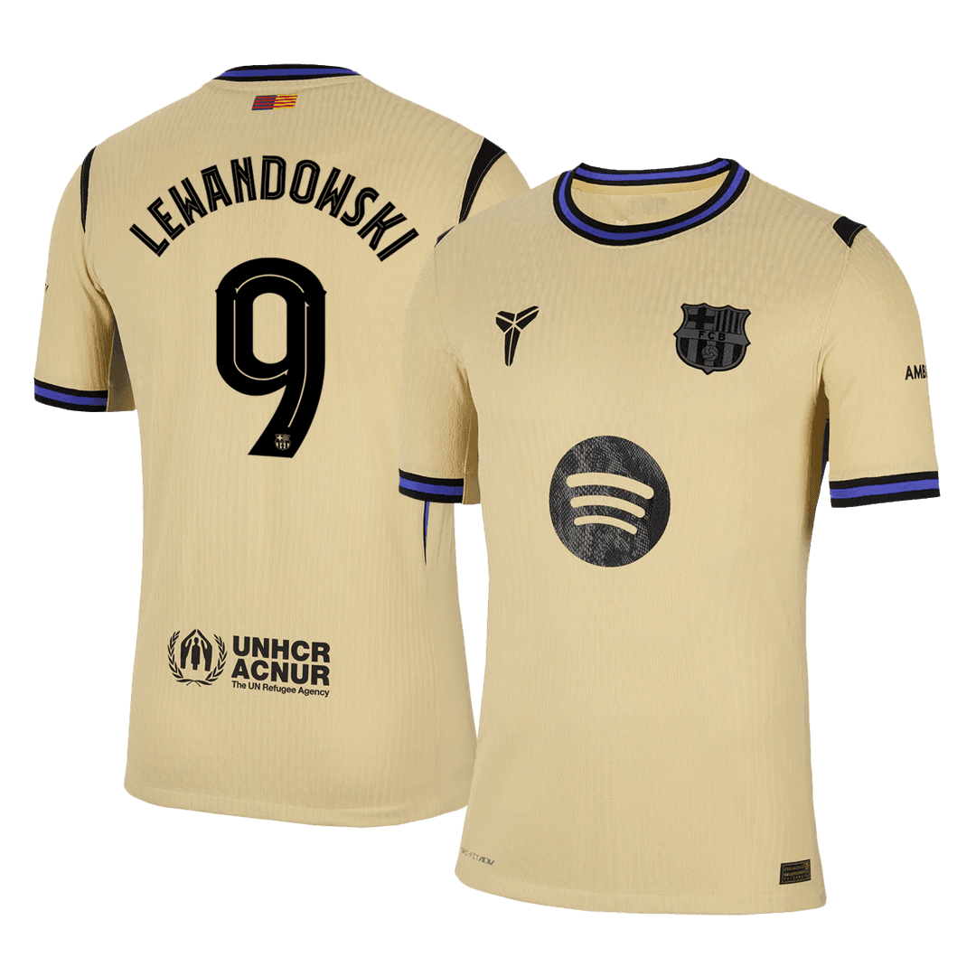 Męska Koszulka Wyjazdowa FC Barcelona LEWANDOWSKI #9 Wersja Piłkarska 2025/26 - UCL - Slim Fit - Topowe Koszulki Pilkarskie Sklep Internetowy