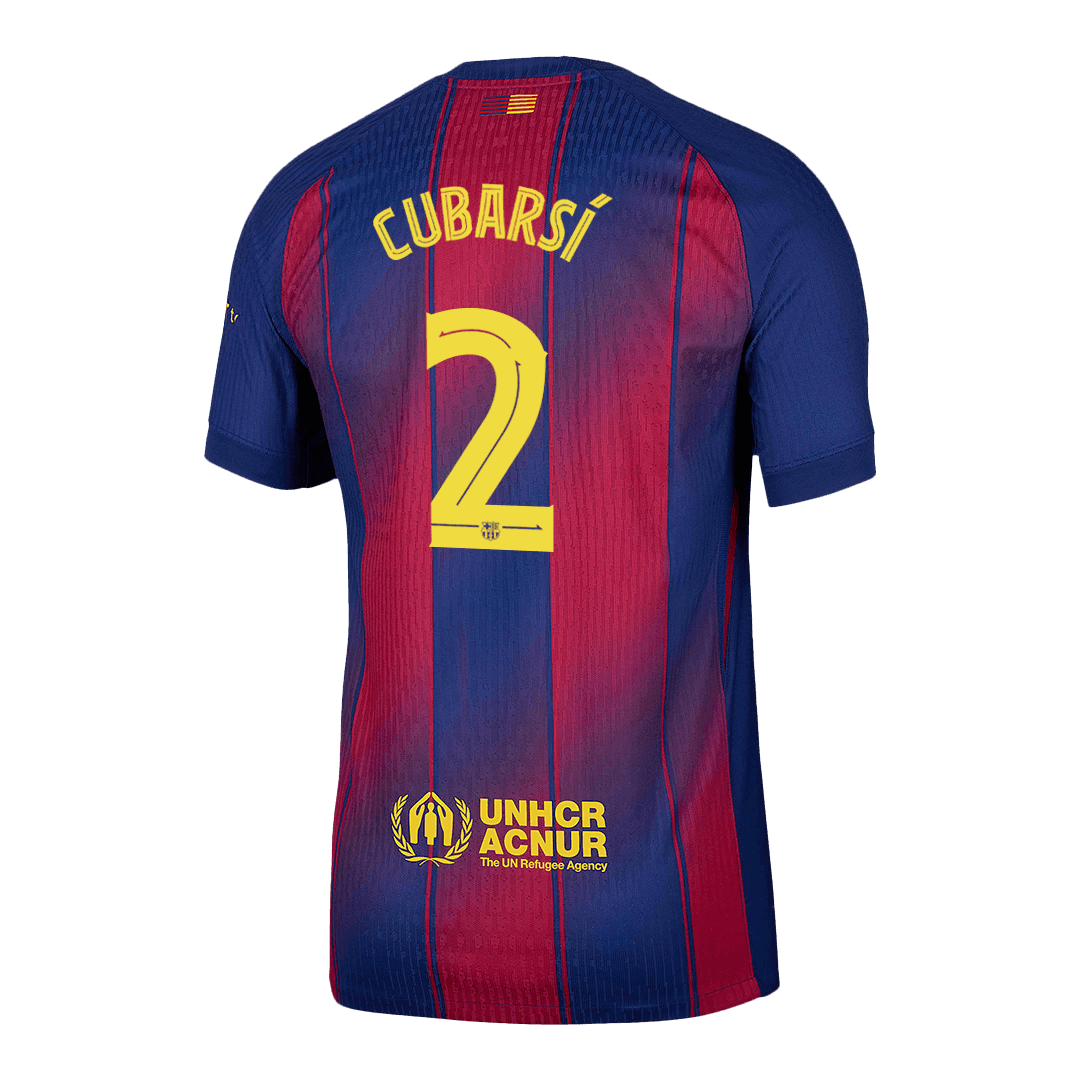 Męska Koszulka Domowa Barcelona CUBARSÍ #2 Wersja Piłkarska 2025/26 - UCL - Slim Fit - Topowe Koszulki Pilkarskie Sklep Internetowy