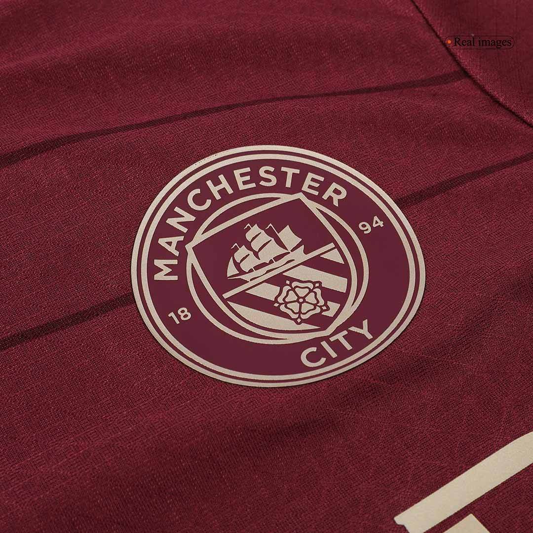 Męska Wysokiej jakości koszulka piłkarska Manchester City Third Away 2024/25 czerwona - Slim Fit - Topowe Koszulki Pilkarskie Sklep Internetowy