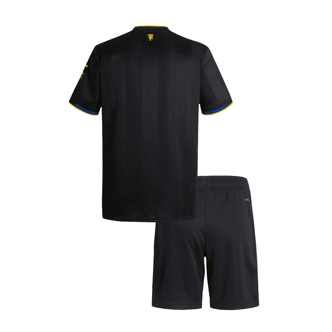 Dziecięcy Zestaw Trzecia Wyjazdowa Manchester United (Koszulka+Spodenki) 2025/26 - Topowe Koszulki Pilkarskie Sklep Internetowy