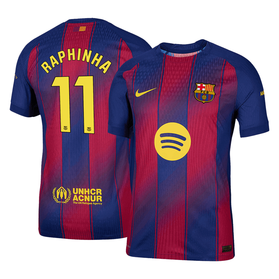 Męska Koszulka Domowa Barcelona RAPHINHA #11 Wersja Piłkarska 2025/26 - Slim Fit - Topowe Koszulki Pilkarskie Sklep Internetowy