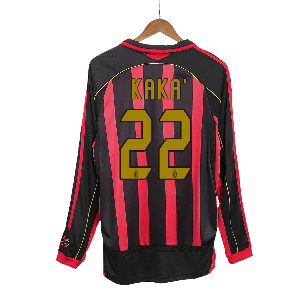 Męska koszulka piłkarska z długim rękawem Retro KAKA' #22 2006/07 AC Milan Home - Topowe Koszulki Pilkarskie Sklep Internetowy