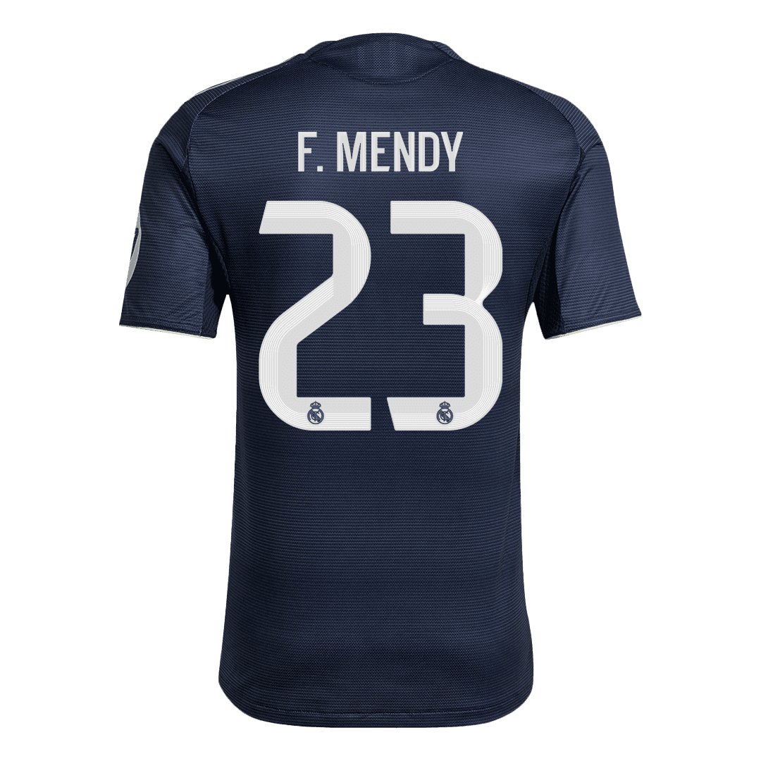 Męska Koszulka Wyjazdowa Real Madrid F.MENDY #23 Wersja Piłkarska 2025/26 - Slim Fit - Topowe Koszulki Pilkarskie Sklep Internetowy