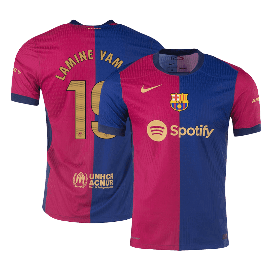 Męska Wersja dla zawodnika LAMINE YAMAL #19 Barcelona Home Wysokiej jakości koszulka piłkarska 2024/25 - Slim Fit - Topowe Koszulki Pilkarskie Sklep Internetowy
