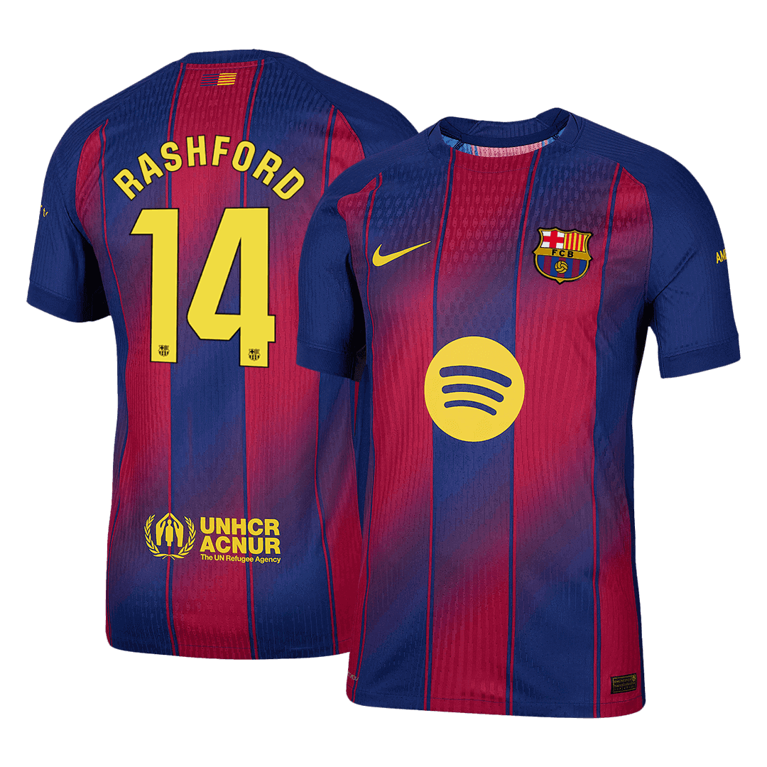 Męska Koszulka Domowa Barcelona RASHFORD #14 Wersja Piłkarska 2025/26 - Slim Fit - Topowe Koszulki Pilkarskie Sklep Internetowy