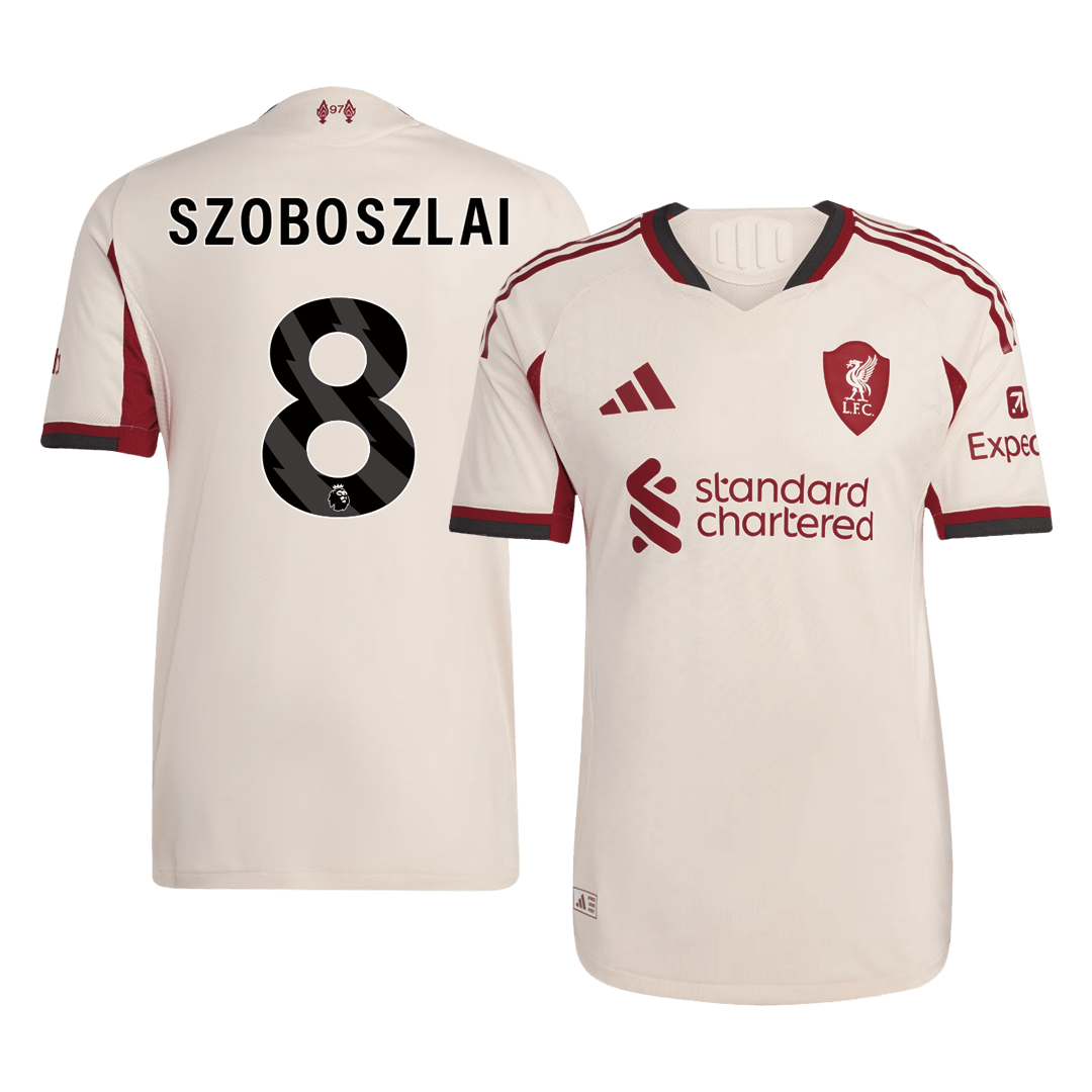 Liverpool SZOBOSZLAI #8 Herren-Auswärtstrikot 2025/26, Fußballversion – Slim Fit
