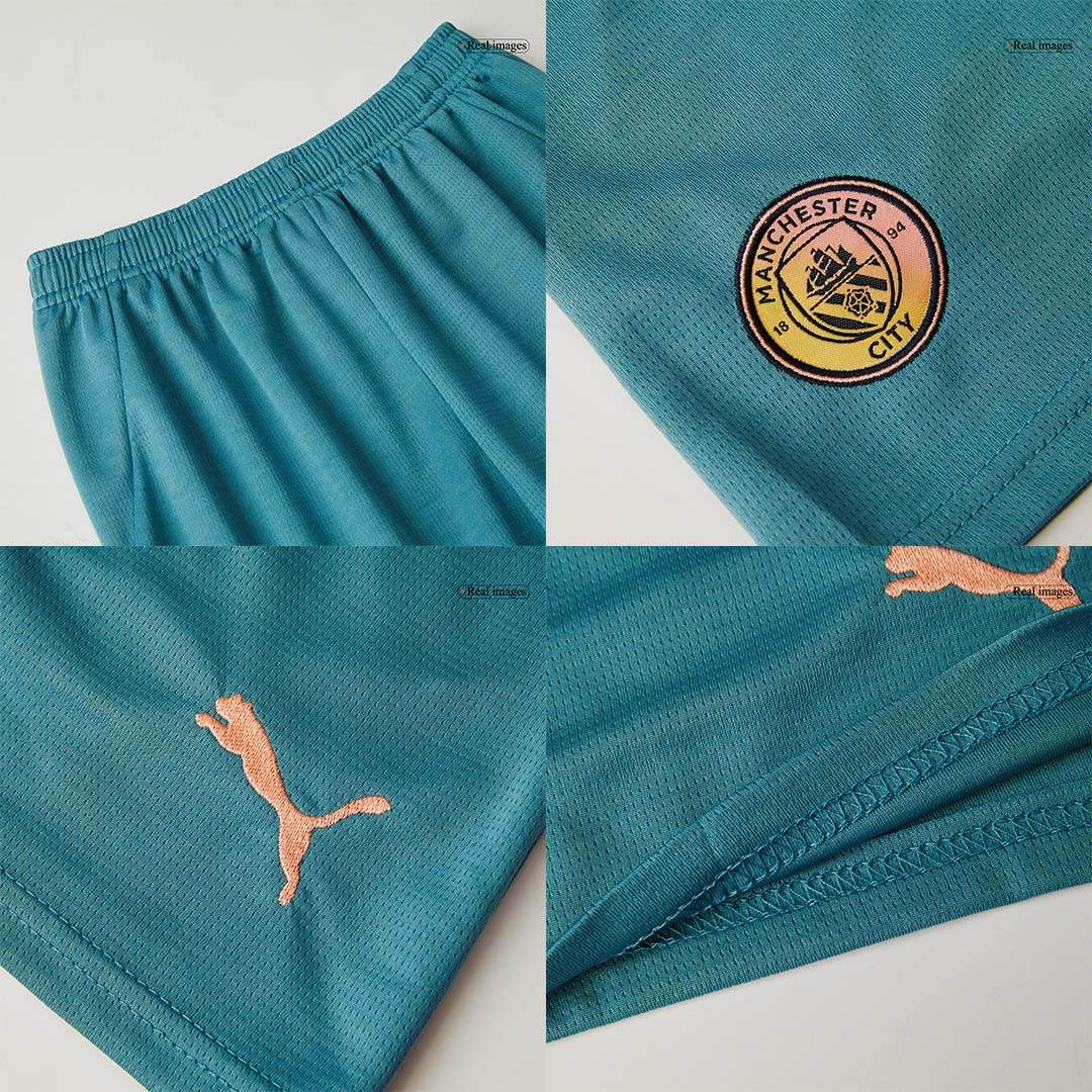 Wysokiej jakości komplet koszulek piłkarskich Manchester City Fourth Away (koszulka + spodenki) 2024/25 dla dzieci - Topowe Koszulki Pilkarskie Sklep Internetowy