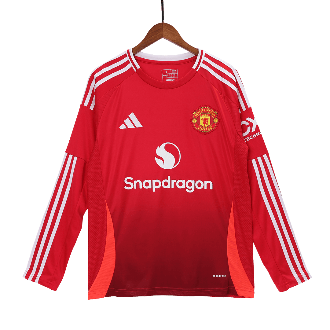 Męska Koszulka piłkarska Manchester United Home z długim rękawemWysokiej jakości koszulka piłkarska 2024/25 - Topowe Koszulki Pilkarskie Sklep Internetowy