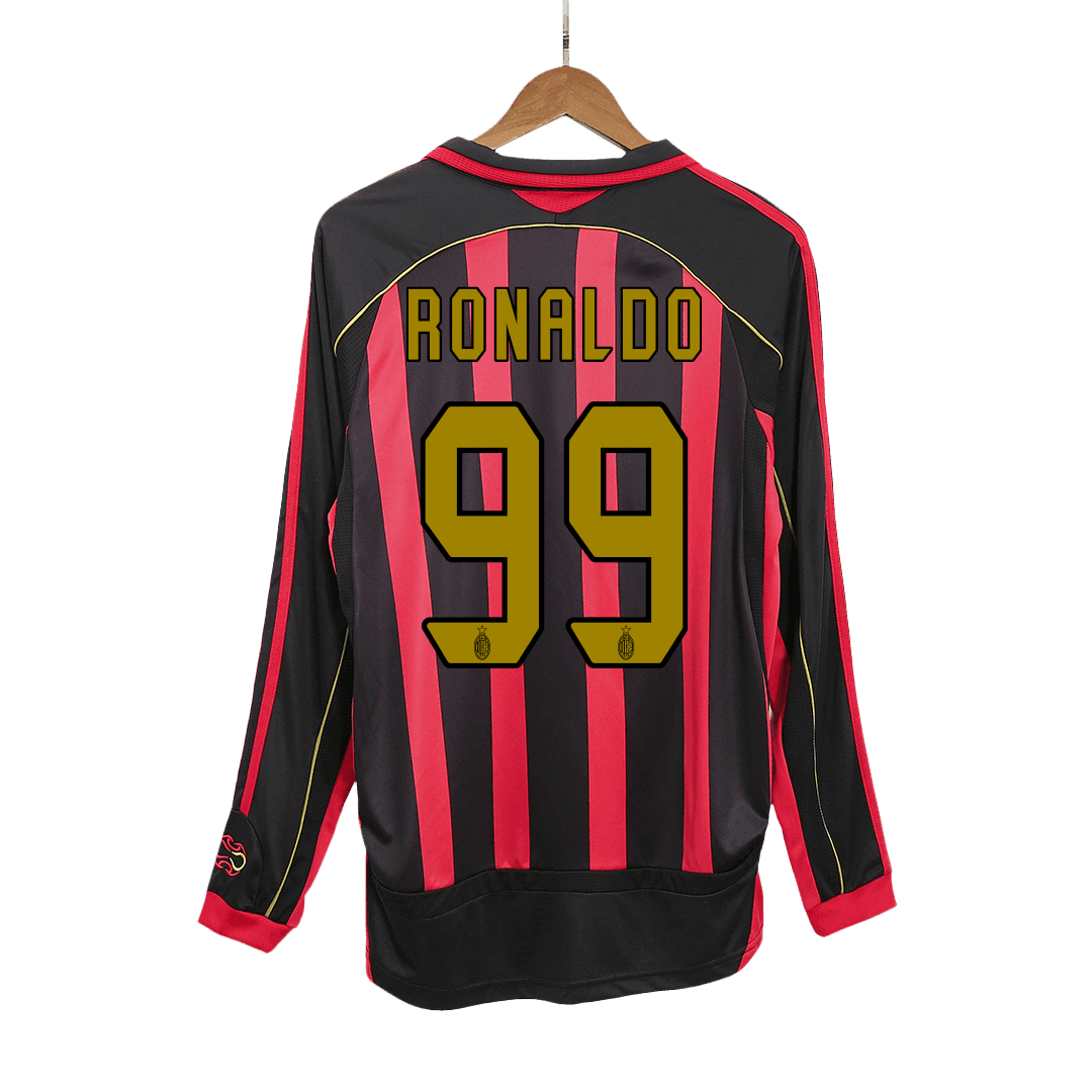 Męska Koszulka Retro Domowa AC Milan RONALDO #99 2006/07 z Długim Rękawem - Topowe Koszulki Pilkarskie Sklep Internetowy