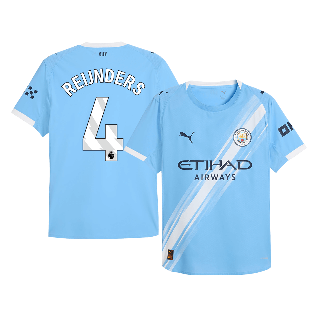 Męska Koszulka Domowa Manchester City REIJNDERS #4 Wersja Piłkarska 2025/26 - Slim Fit