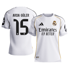 Męska Koszulka Domowa Real Madrid ARDA GÜLER #15 Wersja Piłkarska 2025/26 - Slim Fit [PREMIUM]