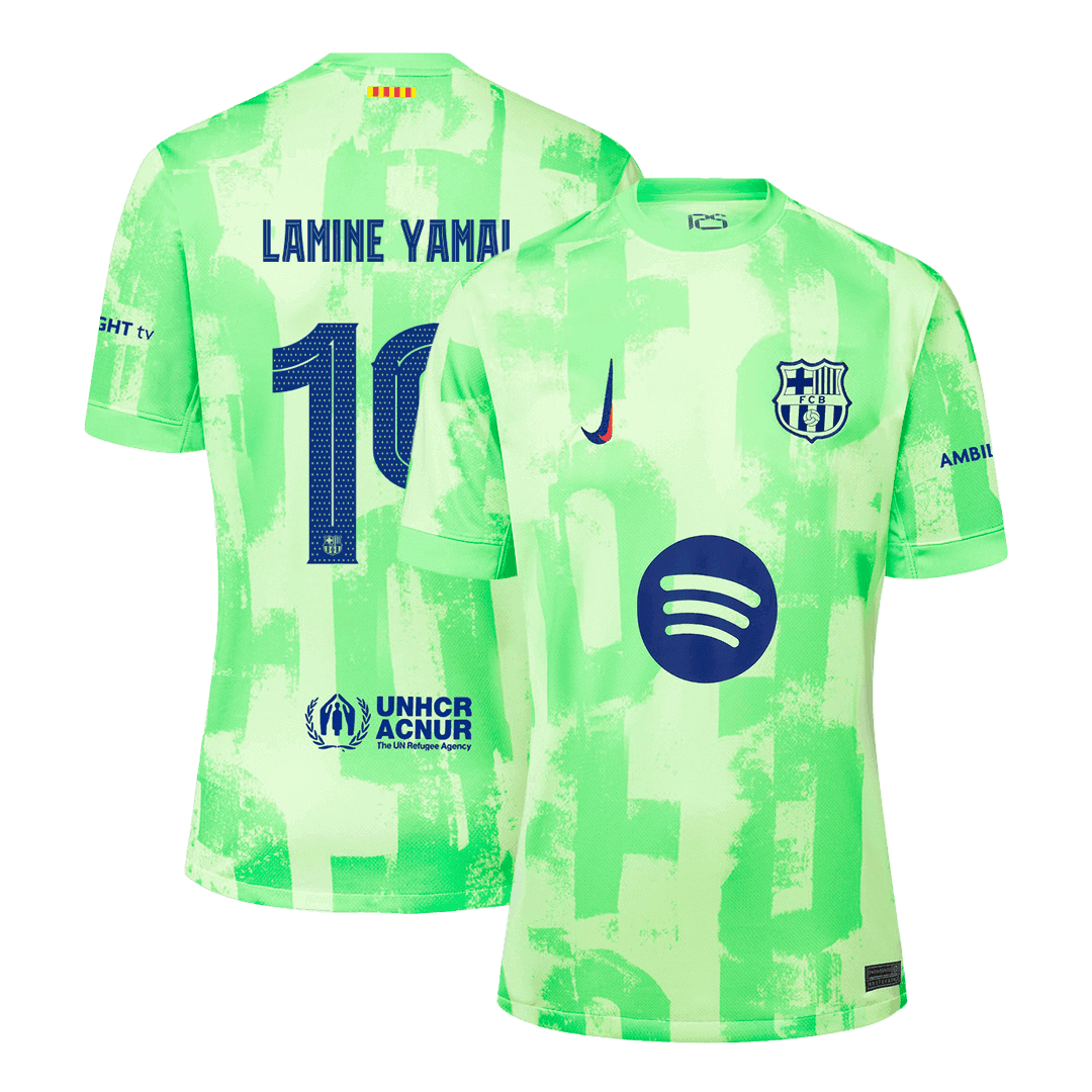 Męska Koszulka Trzecia Wyjazdowa Barcelona LAMINE YAMAL #19 2024/25 - UCL (Spotify Logo Without Text) - Topowe Koszulki Pilkarskie Sklep Internetowy