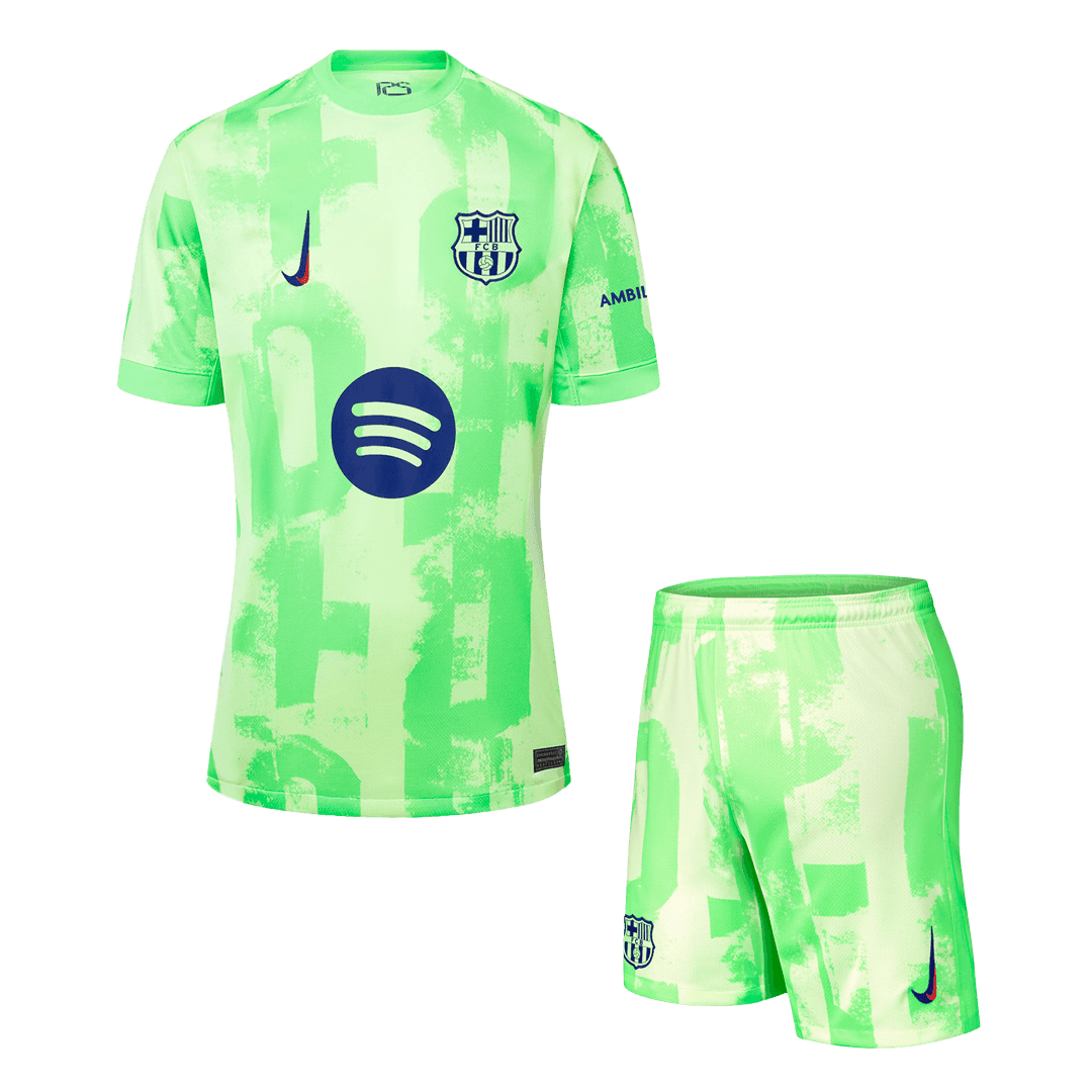 Barcelona Third Away Zestaw Piłkarski (Koszulka+Spodenki) 2024/25 - UCL (Spotify Logo without Text) - Topowe Koszulki Pilkarskie Sklep Internetowy