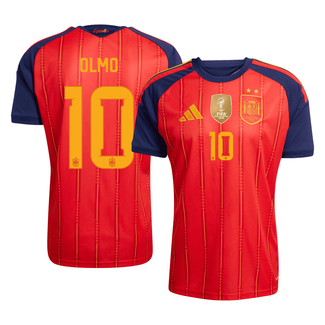 Męska koszulka Hiszpanii Champion Edition domowa OLMO #10 - Mundial 2026