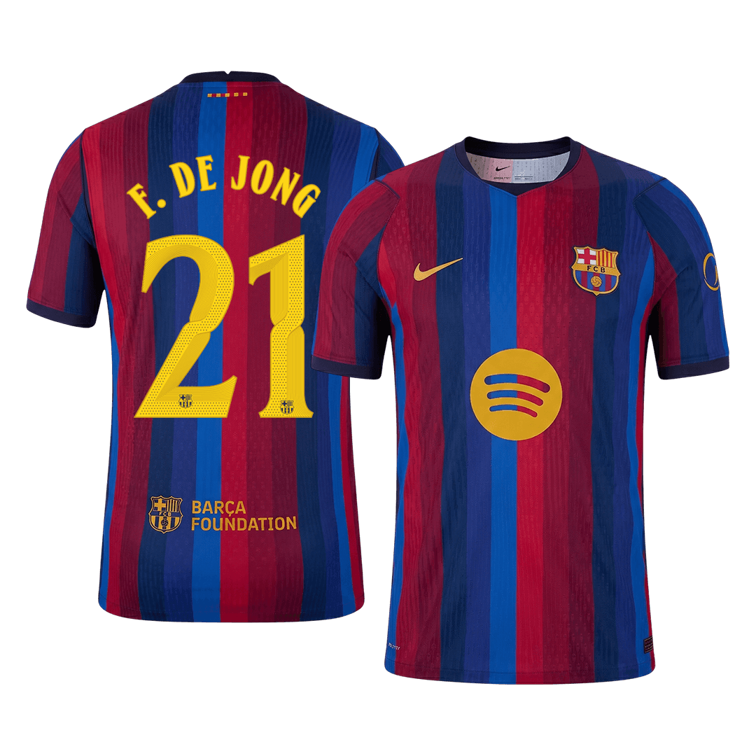 Męska koszulka Barcelony domowa F. DE JONG #21 wersja zawodnicza 2026/27 - UCL