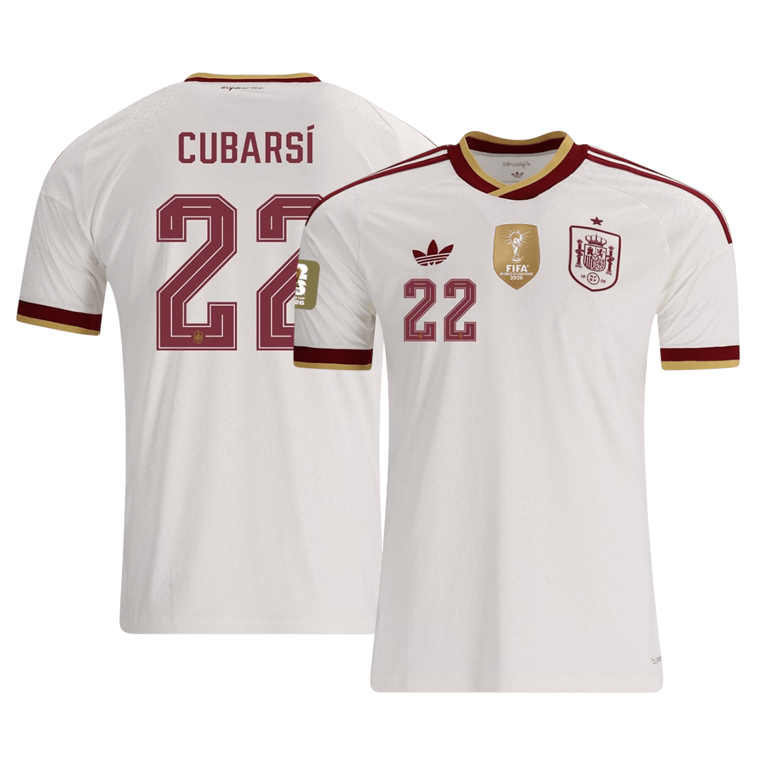 Męska koszulka Hiszpanii Champion Edition wyjazdowa CUBARSÍ #22 - Mundial 2026