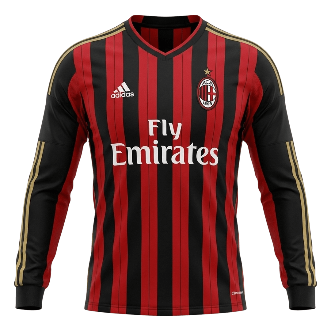 Męska Koszulka Retro Domowa AC Milan 2013/14 z Długim Rękawem