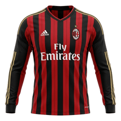Męska Koszulka Retro Domowa AC Milan 2013/14 z Długim Rękawem