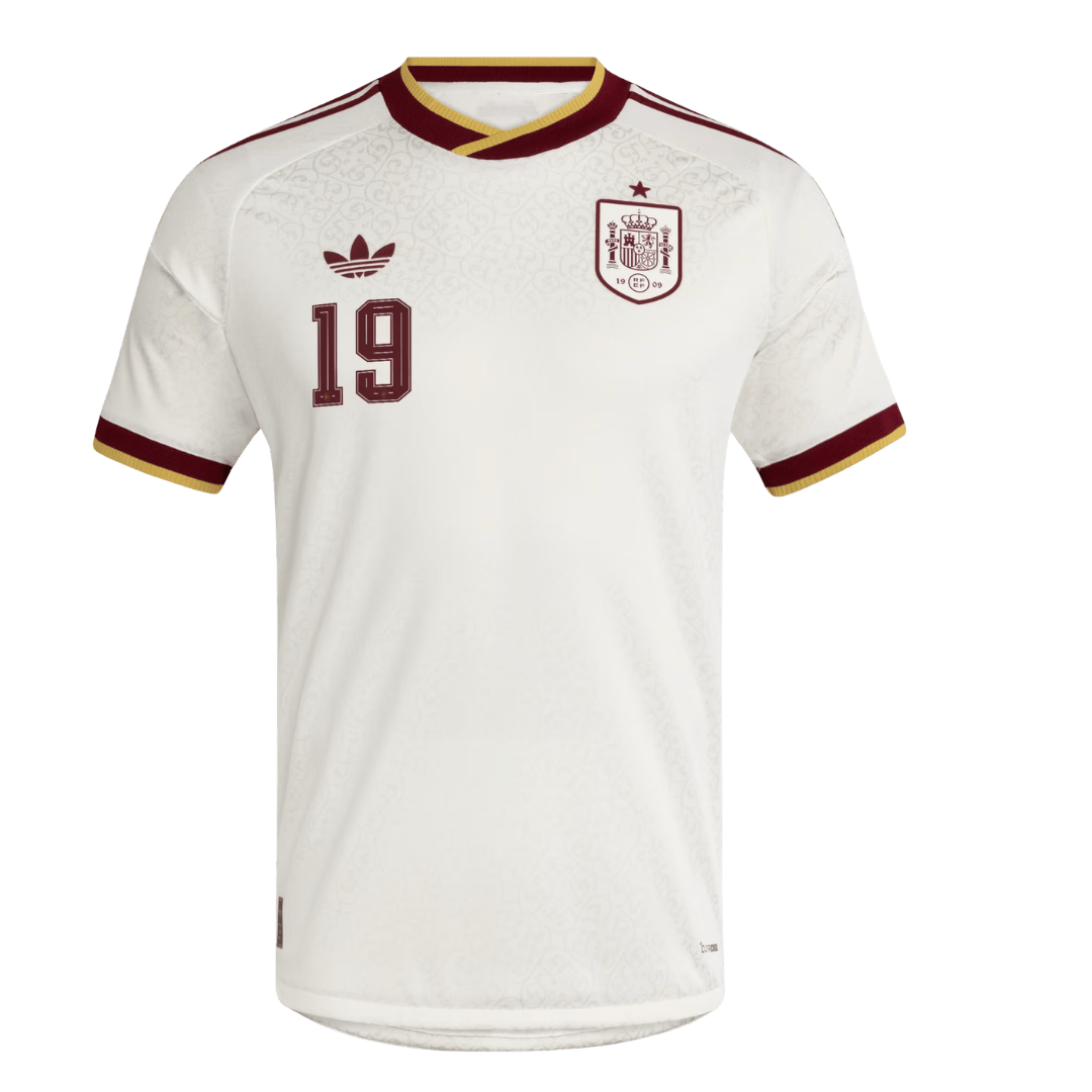 Męska Koszulka Wyjazdowa Spain LAMINE YAMAL #19 Wersja Piłkarska World Cup 2026 - Slim Fit
